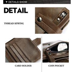 SLGOL Men‘s Leather Wallet Genuine Leather RFID Blocking Bifold Zipper Pocket Card Holder with ID Window and Card Case Purse - 828-coffee