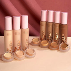 Mally Beauty Stress Less Performance Foundation - Light - Buildable Medium to Full Coverage - Lightweight Foundation Liquid - Niacinamide Brightens and Hydrates Skin - Satin Finish