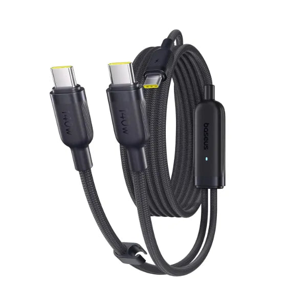 Baseus 140W USB-C Cable 4.9ft – 5A Fast Charging Nylon Braided 2-in-1 USB-C to USB-C Cable for iPhone, MacBook Pro, iPad Pro & Galaxy S24/S23