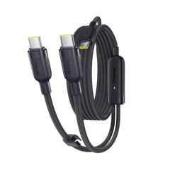 Baseus 140W USB-C Cable 4.9ft – 5A Fast Charging Nylon Braided 2-in-1 USB-C to USB-C Cable for iPhone, MacBook Pro, iPad Pro & Galaxy S24/S23