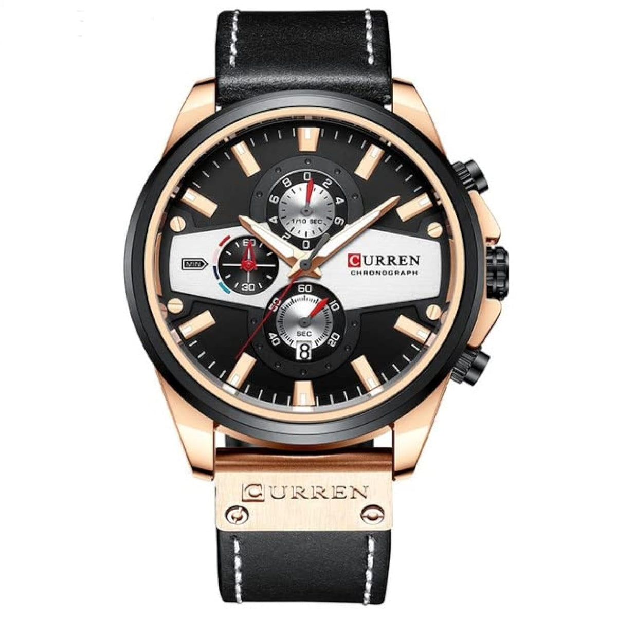 CURREN 8394 Casual Sport Watches for Men Top Brand Luxury Military Leather Wrist Watch Man Clock Fashion Chronograph Wristwatch - BLACK