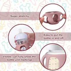 Juome Silicone Sleeves with Handles for Avent Natural Glass Baby Bottles - 3 Pack Anti Breakage Baby Bottle Holder for Philips Avent Glass Baby Bottle, Compatible with Phillips Avent Bottles 4oz