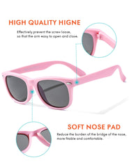 Flexible Kids Sunglasses Polarized Sports Sun Glasses Girls Boys Shades with Straps UV400 Protection Eyewear for Age 2-10