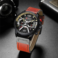 CURREN Herren-Armbanduhr, Quarz, analog, Kalender, Armbanduhr fr Herren, modische wasserdichte Armbanduhr mit Lederband