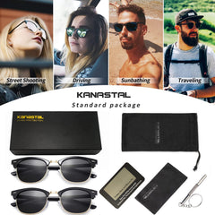 KANASTAL Polarized Horn Rimmed Sunglasses for Men and Women, Classic Half Frame Sun Glasses, Semi Rimless Shades for Womens 100% UV400 Protection Driving
