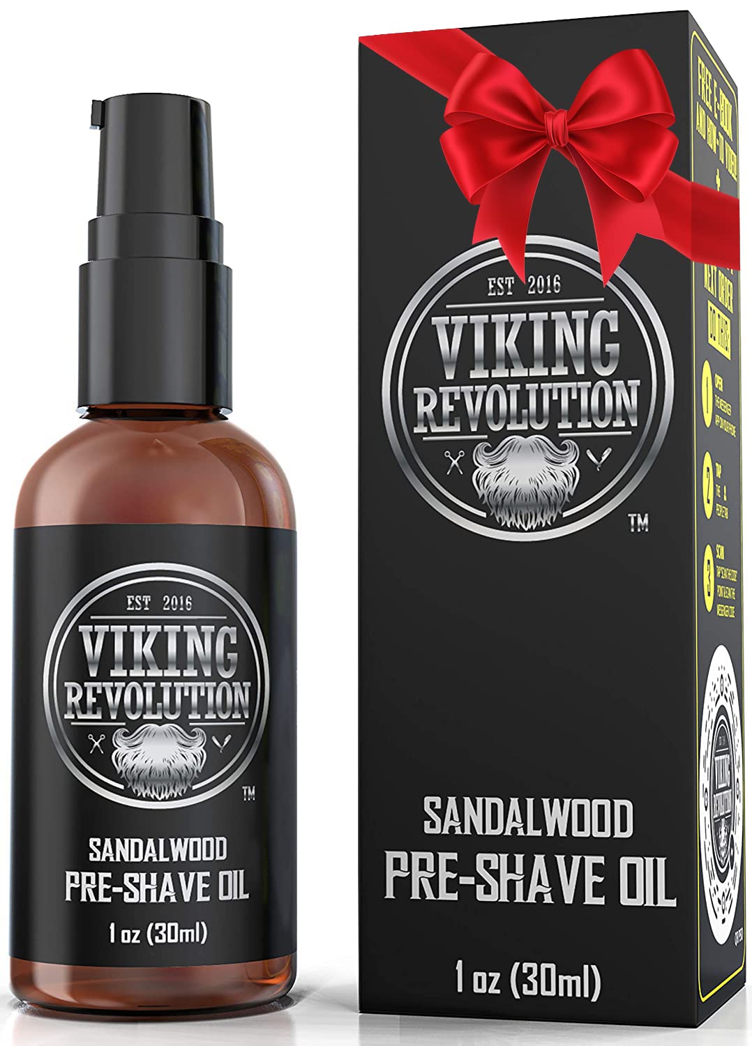 Viking Revolution Men's Pre Shave Oil with Sandalwood for Safety, Straight Razor - 30ml