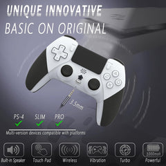 Wireless Pro Controller Compatible with PS4 /PS4 Pro/PS4 Slim Console, Gaming Remote with Built-in 800mAh Rechargeable Battery/Precise Joystick/Audio/Turbo/Advanced Buttons Programming