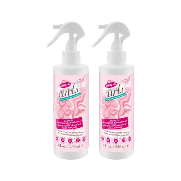 Dippity-Do Girls With Curls Leave-In Conditioner Duo, De-Frizz Leave-In Detangling Treatment for Curly, Wavy Hair Types, Knot Removing, Hydrating, Curl Defining, Nourishing, Lightweight, 2 Pack