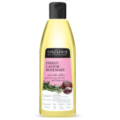 SOULFLOWER ROSEMARY CASTOR HAIR OIL FOR HAIR GROWTH, HAIRFALL CONTROL, FOR DRY, DAMAGED, CURLY, COILY, FRIZZY & BEARD HAIR - 100% PURE, VEGAN, CLINICALLY PROVEN, ECOCERT COSMOS CERTIFIED, 6.77 FL OZ