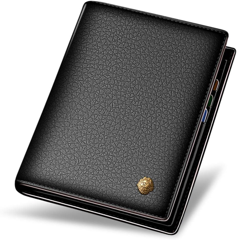 LAORENTOU Genuine Leather Wallets for Men, Gift Box Packing Men's Slim Wallets Credit Card Holders Casual Men Purses Gift for Father Day Gift for Mens Birthday, 01 Black, Minimalist