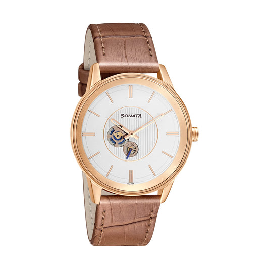 Sonata Silver White Dial Analog watch For Men-NR7133WL01