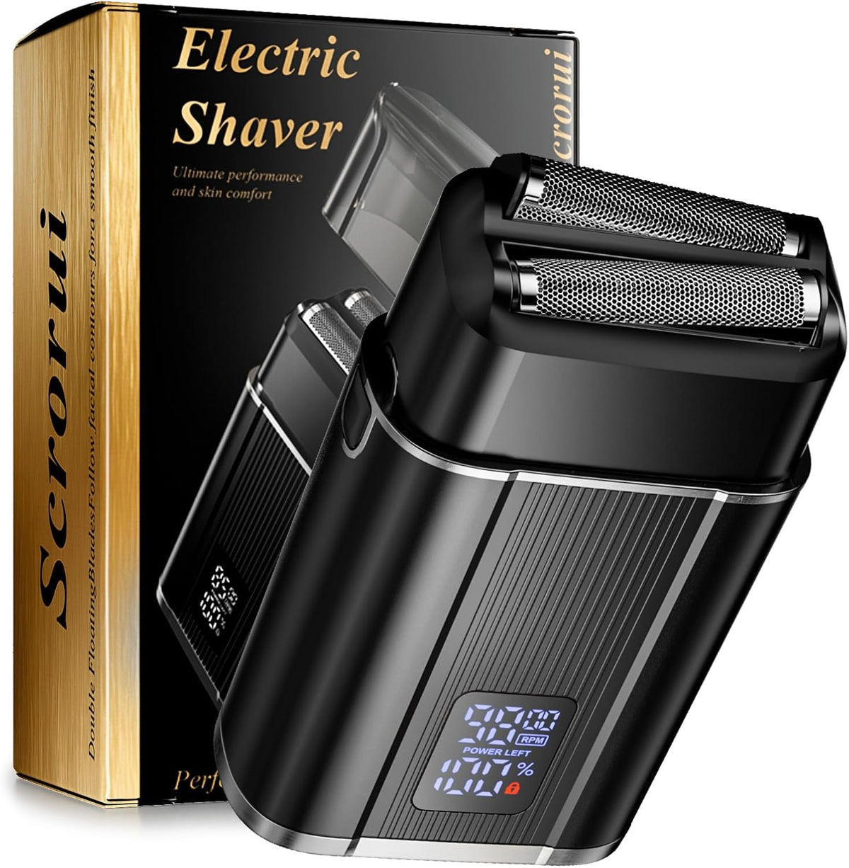 Scrorui Foil Shavers for Men, High Speed Double Floating Blades Electric Razor, IPX6 Waterproof Dry/Wet, 2 Adjustable Speed Electric Shaver