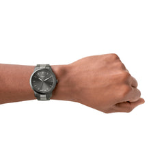 Fossil Men's Quartz Watch, Analog Display and Leather Strap Smoke