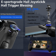 Mobile Cloud Gaming Controller for iPhone 16/15/14, iPad, Android, PC, Switch, PS3/PS4, Gamepad Joystick with Turbo, Hall Effect Trigger, 6-Axis Gyro Sensor, Streaming for PS4/Xbox/PC - Black