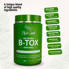 I Belli Capelli Organic Ravenna Hair B-tox Treatment 2 Pack- B-tox Capilar Para el Cabello, Formaldehyde-Free- Cirugia Capilar Para el Cabello- Effect Anti-Frizz, Volume Reduction, Smoothing- 2 units
