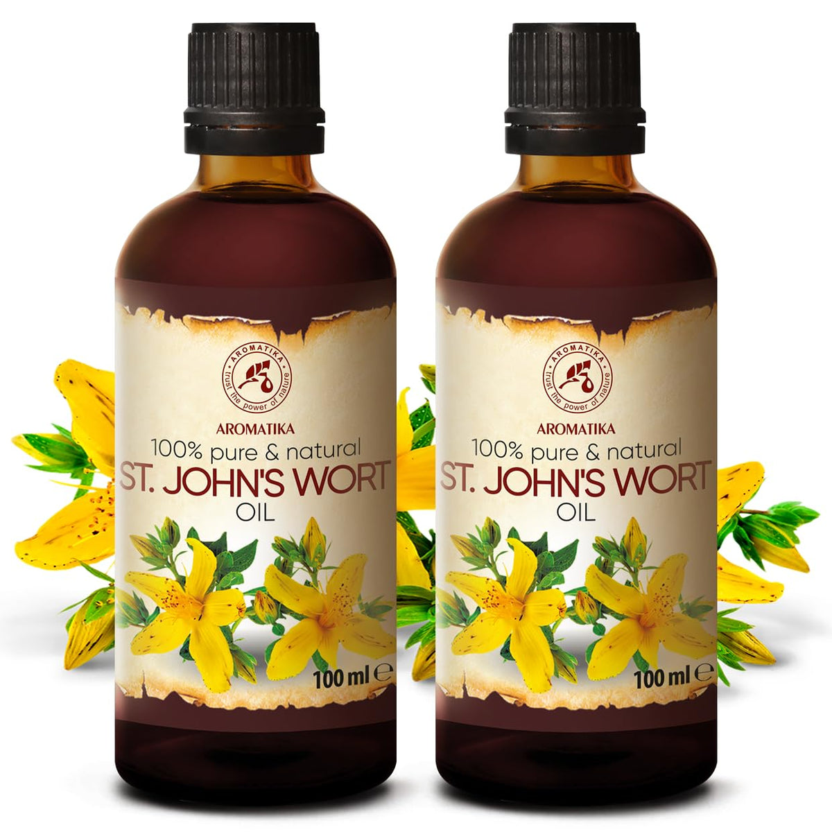 St Johns Wort Oil 6.8 oz (2 * 100ml) - Hypericum Perforatum - Carrier Oil for Essential Oils - Oil for Skin - Hair Oil - Body Oil - Face Oil - Bath Oil