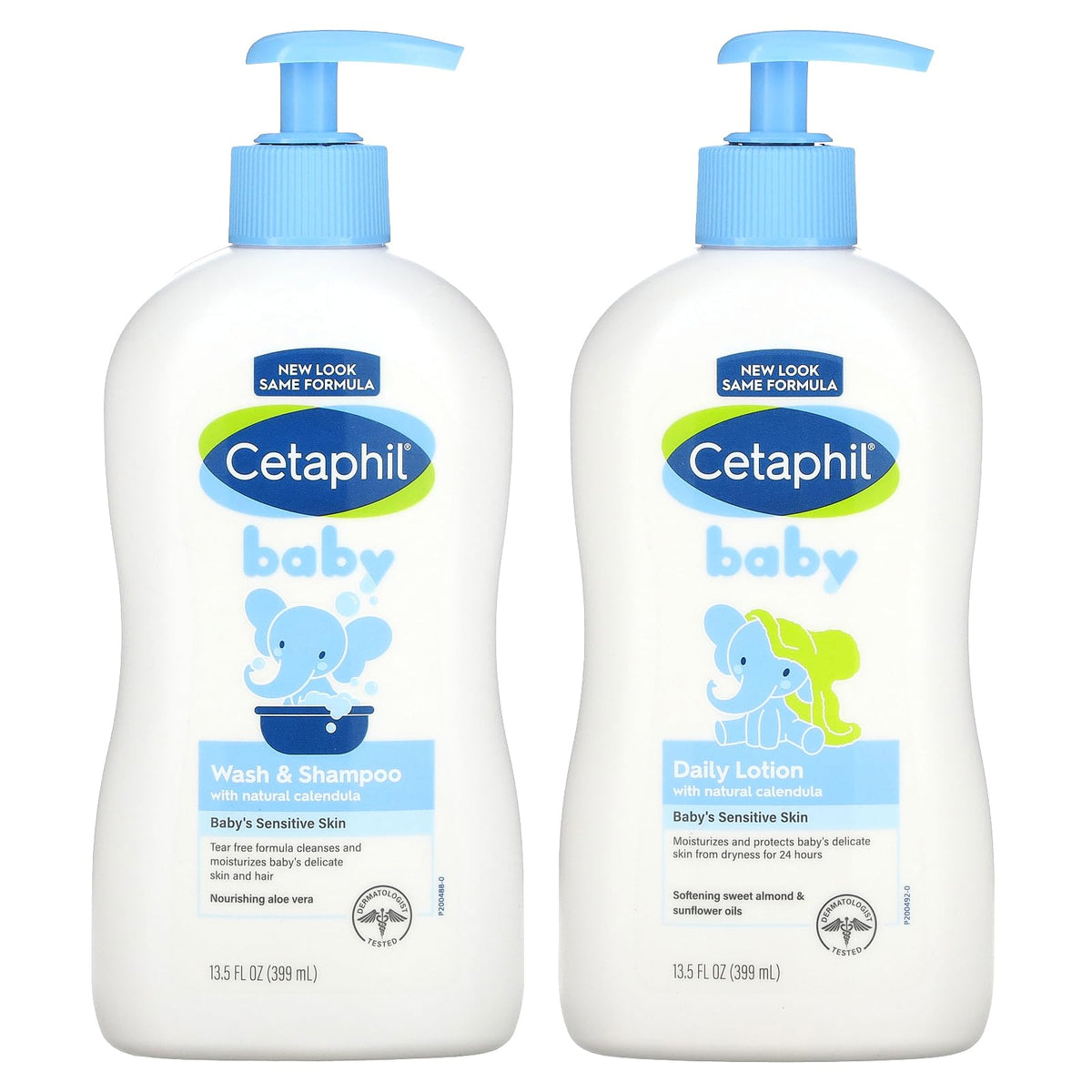 Cetaphil Baby Wash & Shampoo Plus Body Lotion, Healthy Skin Essentials, Head to Toe Hydration for up to 24 Hours, for Delicate, Sensitive Skin, 2 Count (Pack of 1)