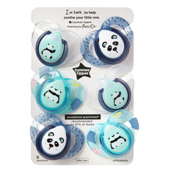 Tommee Tippee Anytime Soothers, Symmetrical Orthodontic Design, BPA-Free Silicone Baglet, 6-18m, Pack of 6 Dummies
