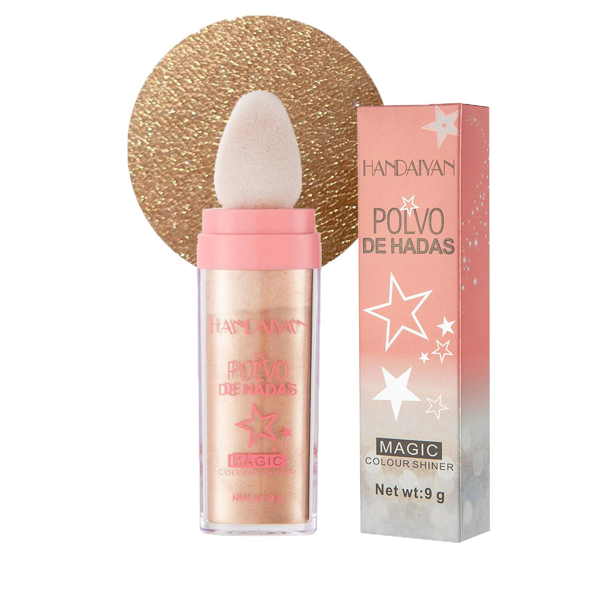 Body Shimmer Powder Polvo De Hadas Fairy Highlighter Glitter Natural Pigment Shiner Stick Loose Oil Glow Body Brighten Dust with Puff Makeup Three-Dimensional Face,Eyeshadow,Eye,Hair,Body,Hair(3)