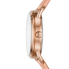 Fossil Copeland Women's Watch with Slim Case and Genuine Leather Band - Rose Gold, Blush