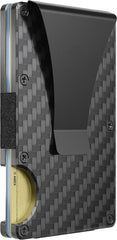 LBOYLOVE Slim Wallet For Men - Front Pocket RFID Blocking Minimalist Wallet For Men - Metal Wallet With Money Clip For Men, Minimalist Credit Card Holder(Carbon Fiber)