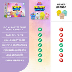 400ML Butter Slime Kit for Kids, Girls & Boys - Non-Sticky, Scented, Soft & Glossy to Make Your Own Cloud Slime – Stress Relief Party Favors & Great Gift Idea, 4 Bottles (100ml Per Bottle)