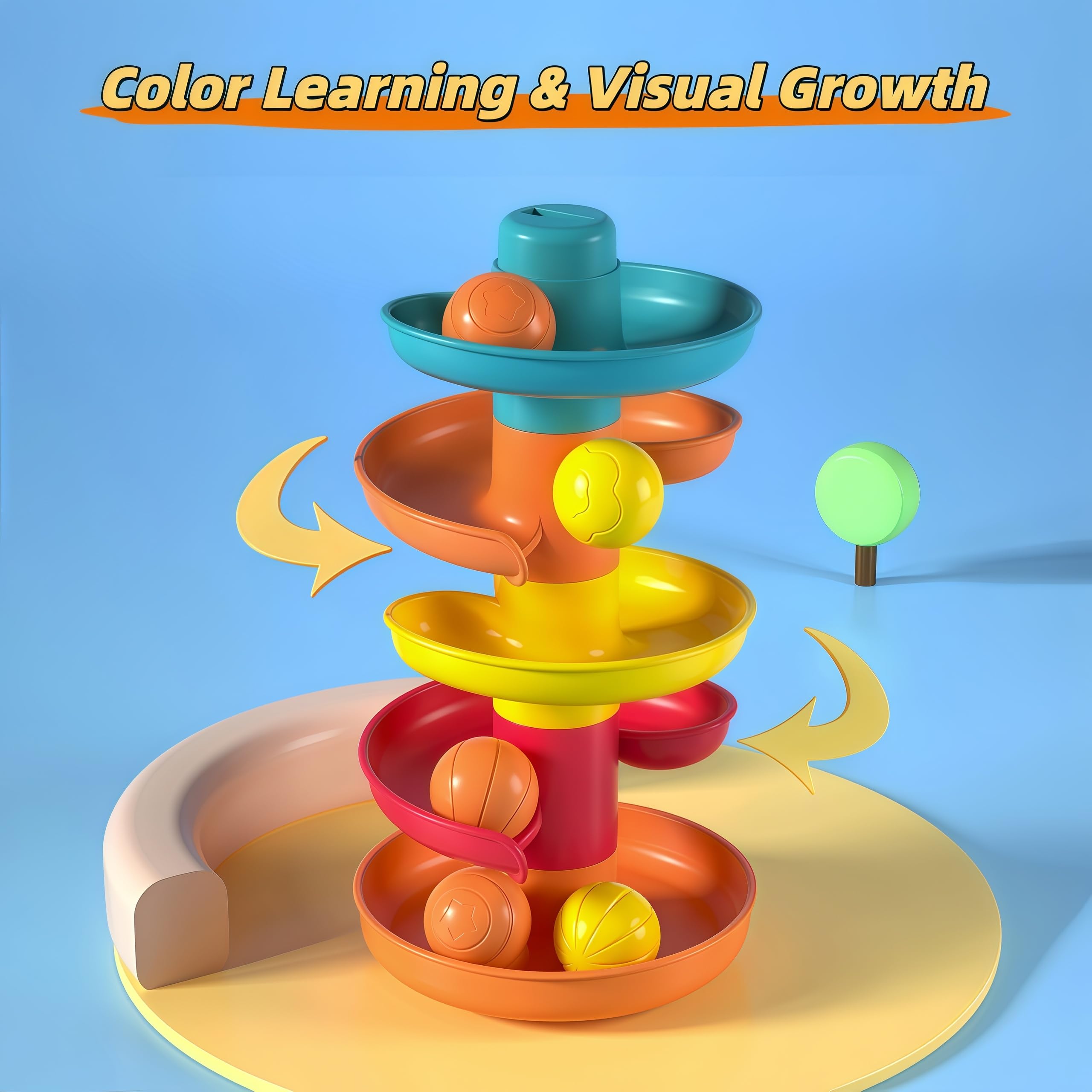Rolling Ball Tower Toy for Baby and Toddler 1-4 Years Old | Boosts Fine Motor Skills and Hand-Eye Coordination, Safe for Kids, Durable Plastic Construction