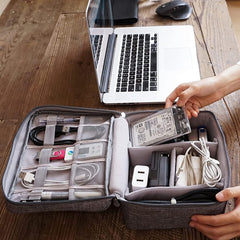Cable Organizer Bag,Waterproof Travel Electronic Storage with Adjustable Divider Shockproof Portable,for SD Card Case,USB Flash Drive,Charging Cords,USB Charger,Mini Tablet