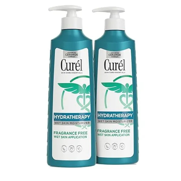 Curel Hydra Therapy In Shower Lotion, Wet Skin Moisturizer for Dry or Extra-dry Skin, with Advanced Ceramide Complex, 12 Oz, Pack of 2