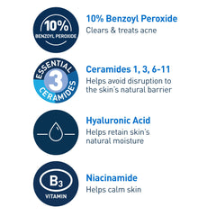 CeraVe Foaming Acne Face and Body Wash with Benzoyl Peroxide, Hyaluronic Acid, and Niacinamide - 5oz