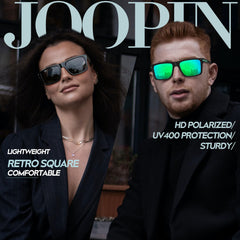 Joopin Sunglasses for Men Women, Polarized Vintage Square Sun Glasses Lightweight TR90 Frame UV400 Protection