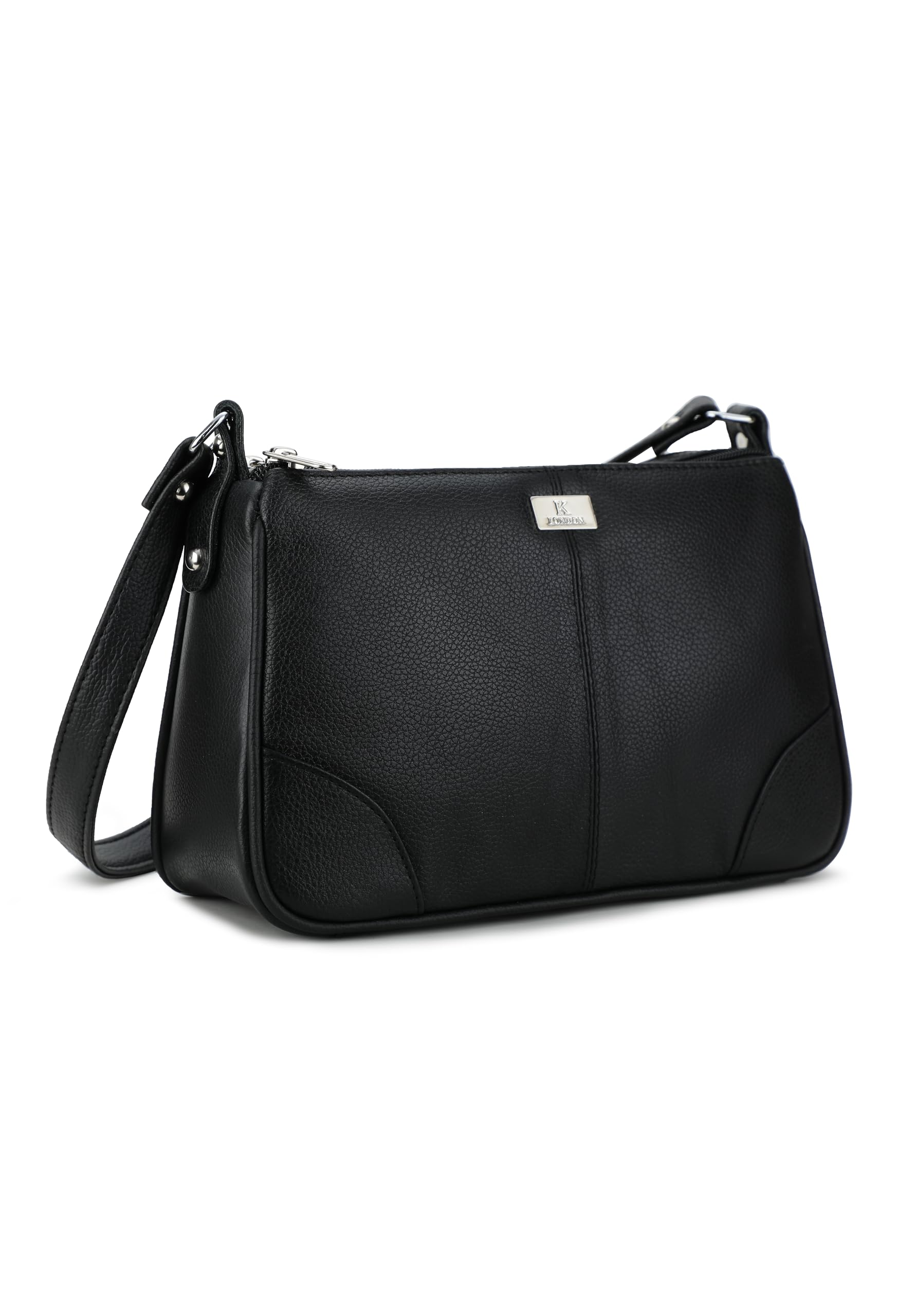 K London Real Leather Shoulder Bag | Bag For Mobile Phone| Mini Bag For Women & Girls | Shoulder Bag (Black) (2203_Black)