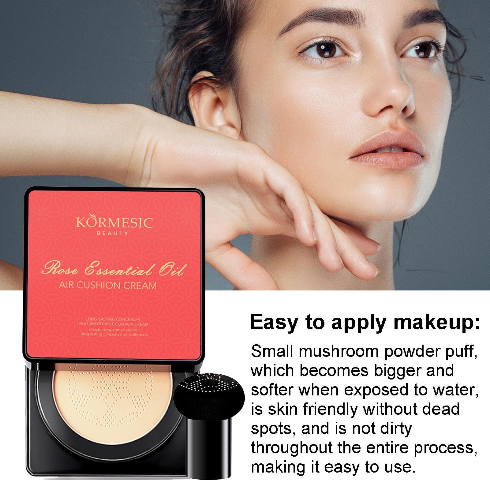Foundation Cushion,Air Cushion BB Cream - Mushroom Cushion Moisturizing, Hydrating, Covering Blemishes For Wedding, Party, Great Gifts For Birthday Gifts