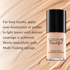 Color Me Beautiful Professional Moisture Complex Advanced Aloe Liquid Foundation 30ml | Sheer toMedium Coverage| Satin Semi Matte Finish | Ivory