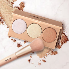 FARMASI Makeup Face Palette, Trio Eyeshadow, Long Lasting Face Sculpting, Shimmer Illuminator, Blush and Highlighter Powder, Glow Contour Shadow Bronzer, All Skin Types, 0.52 oz. / 15 g (Peach Bite