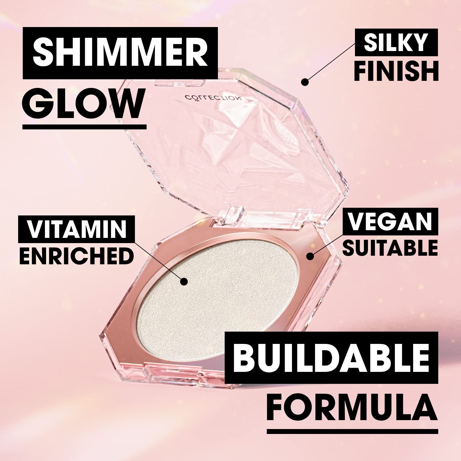 Collection Cosmetics, Diamond Shine Highlighter, Powder Highlighter, Glass Skin, Shine Bright, 6.5g