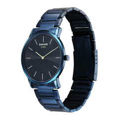 Sonata Sleek Quartz Analog Blue Dial Blue Stainless Steel Strap Watch for Men, Blue