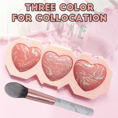 NALACAL Blusher Palette with Brush, 3-in-1 Baked Powder Blush for Cheeks – Natural-Looking, a Radiant Long-Lasting Natural Glowing, Smudge-Proof, Skin-Friendly, and Easy to Blend (Pink)