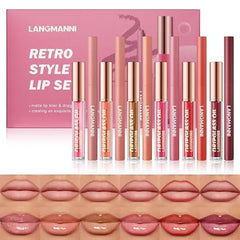 LANGMANNI 6 Matte Lip Liner With 6 Nourishing Lip Oil Lip Gloss Set, Long Lasting And Hydrating 2 IN 1 Makeup Set, Beauty Daily Cosmetics Gift for Girls