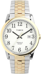 Timex Men's Easy Reader 38mm Perfect Fit Watch – Two-Tone Case White Dial with Two-Tone Expansion - Two-ToneBand