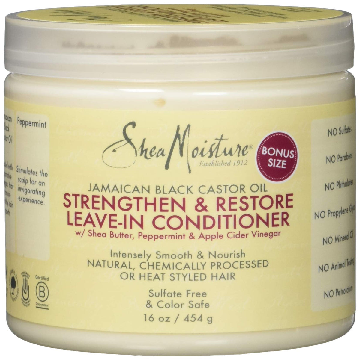 Shea Moisture Jamaican Black Castor Oil Leave-In Repair Conditioner, 454g