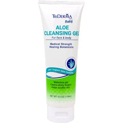 TriDerma Baby Aloe Cleansing Gel, Waterless Cleanser Helps Soothe and Clean Face, Sensitive Skin, Sticky Fingers, or Bottom, Perfect for Diaper Bag or On-the-Go, Aloe Vera Gel, Fragrance Free 4 oz
