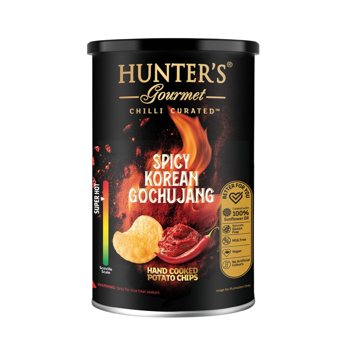 Hunter's Gourmet Spicy Korean Gochujang Hand Cooked Potato Chips 150g, Vegan, MSG-Free, No Artificial colors