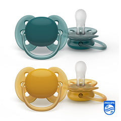 AVENT Philips Ultra Soft Pacifier 2 Pack - BPA-Free Dummy for Babies from 6-18 Months (Model SCF091/04)