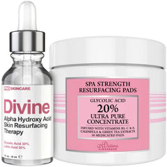 Divine Derriere Anti-Aging Duo: 60% Glycolic Acid Peel + Resurfacing Pads - Wrinkle & Acne Scar Remover for Glowing Skin