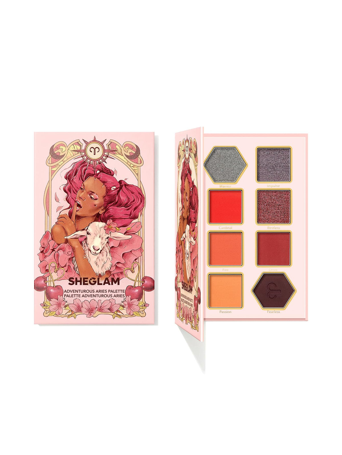 SHEGLAM Glitter Metallic Eyeshadow Palette 8-Color High Pigment Orange Red Brown Long Wearing Horoscope Collection Eye Shadow Palette - Adventurous Aries