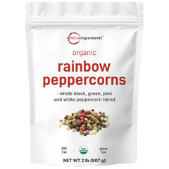 Micro Ingredients Organic Whole Rainbow Peppercorns, 2lbs | Premium Whole Peppercorns for Grinder Refill | Great for Seasonings, Meats & Vegetables | Additive Free, Non-GMO, Bulk Supply