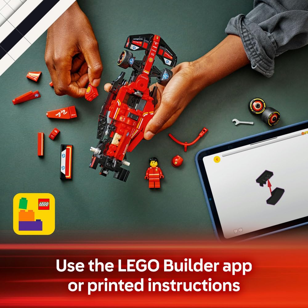 LEGO Speed Champions Ferrari SF-24 F1 Race Car Toy with a Collectible Formula 1 Driver Minifigure - Model Kits for 10+ Year Old Boys & Girls or Adult Motorsport Fans 77242