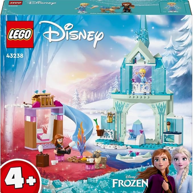 LEGO ǀ Disney Princess Elsa’s Frozen Castle Buildable Toy for 4 Plus Year Old Girls and Boys, Includes Princess Elsa and Anna Mini-Doll Figures and 2 Animal Toys, Fun Birthday Gift 43238