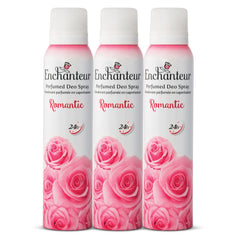 Enchanteur Romantic Perfumed Deo Spray for Women infused with real French Perfume, 150 ml (Pack of 3)